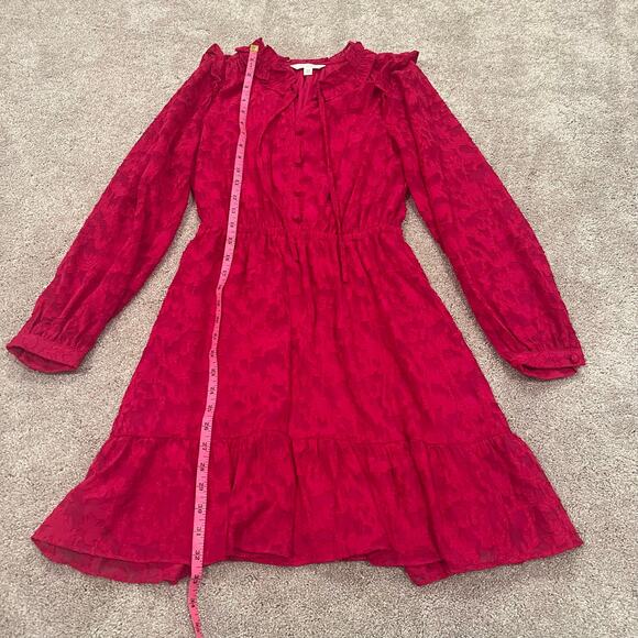 Lauren Conrad Bight Pink Longsleeve Dress Lace Detail Size XS - Picture 8 of 10